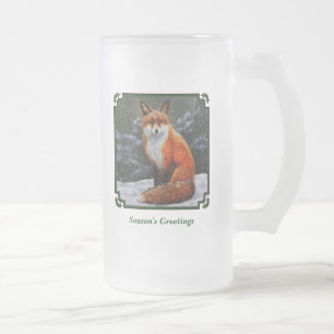 Niedlicher Rotfuchs im Winterschnee Mattglas Bierglas