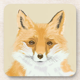 Niedlicher Rotfuchs - transparent auf Beige. Getränkeuntersetzer