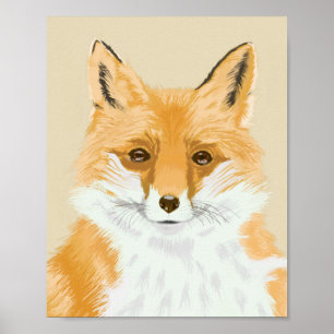Niedlicher Rotfuchs - transparent auf Beige. Poster
