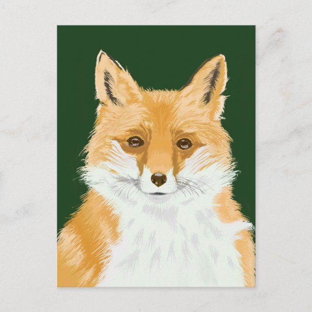 Niedlicher Rotfuchs - transparent auf grün. Postkarte (Vorderseite)