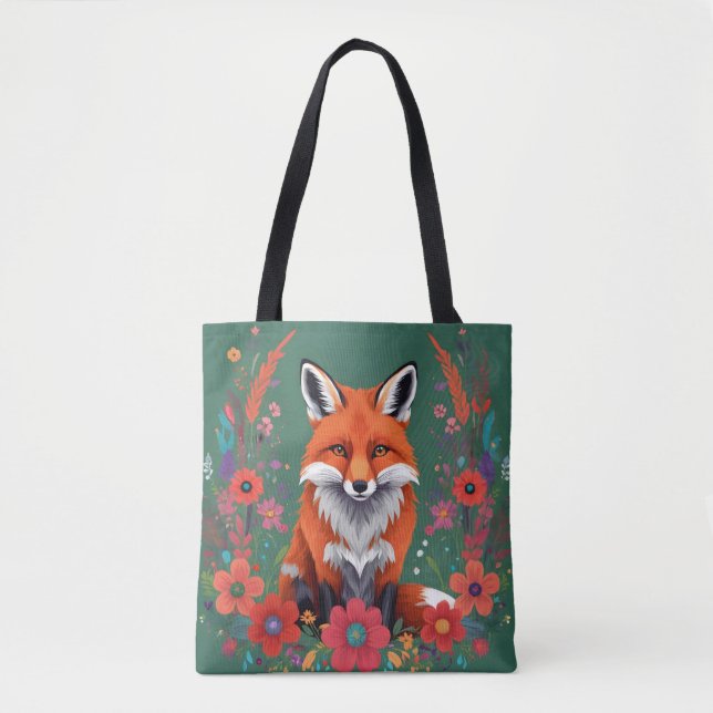Niedlicher Rotfuchs und Blume (Vorderseite)