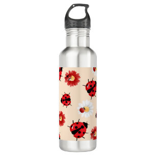 Niedlicher Rotpolka Punkt Ladybug Blume Girl Edelstahlflasche