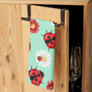 Niedlicher Rotpolka Punkt Ladybug Blume Girl Geschirrtuch