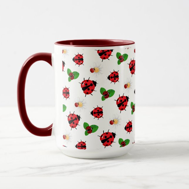 Niedlicher Rotpolka Punkt Ladybug Daisy Blume Somm Tasse (Links)