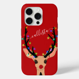 Niedlicher Rotrescher Hirsch glühende Weihnachtsle Case-Mate iPhone Hülle
