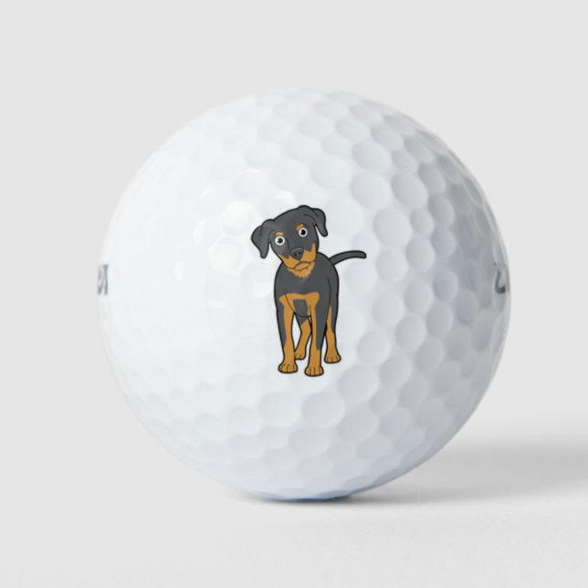 niedlicher Rottweil-Hund Golfball (Vorderseite)