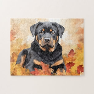 Niedlicher Rottweiler-Hund/Herbst/Herbst Puzzle