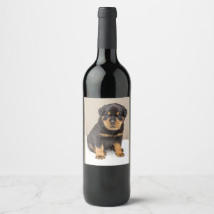 Niedlicher Rottweiler Welpe Weinetikett