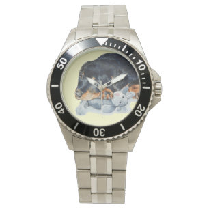 niedlicher Rottweiler-Welpenhund kuschelig Armbanduhr