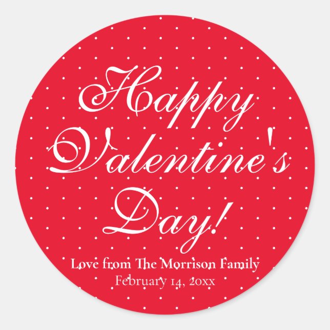 Niedlicher Rotweiße Polka-Punkte nach dem Valentin Runder Aufkleber (Vorderseite)