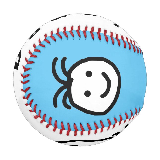 Niedlicher Round Happy Face Daddy Vathers Day Blue Baseball (Vorderseite Links)