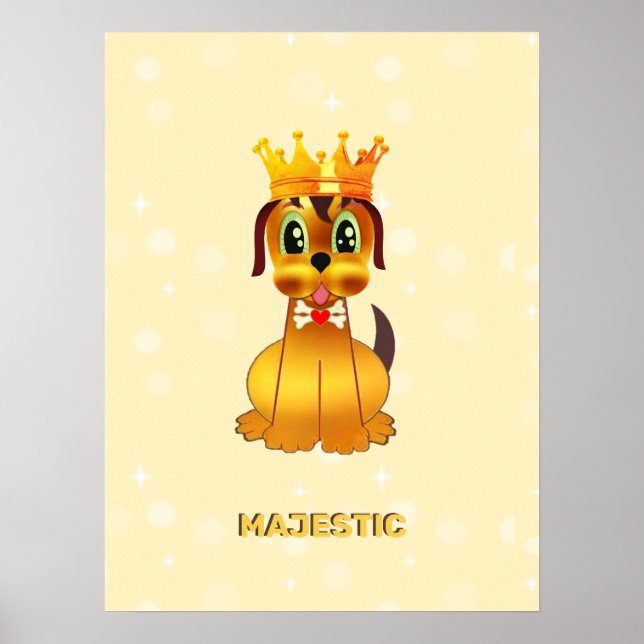 Niedlicher Royal Puppy Dog Cartoon Poster (Vorne)