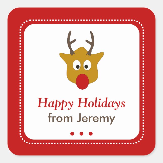 Niedlicher Rudolph: Das Weihnachtsgeschenk für die Quadratischer Aufkleber (Vorderseite)