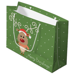 Niedlicher Rudolph der Rotnasen-Rentier-Cartoon Große Geschenktüte