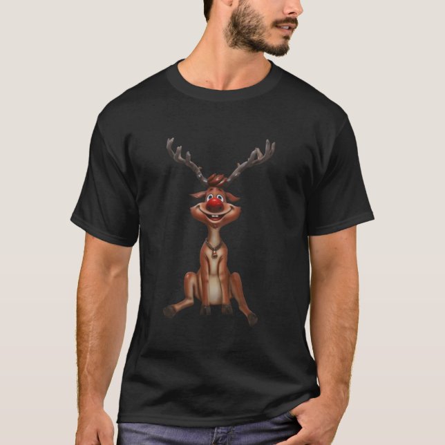 Niedlicher Rudolph Reindei für Weihnachtsfeiertage T-Shirt (Vorderseite)
