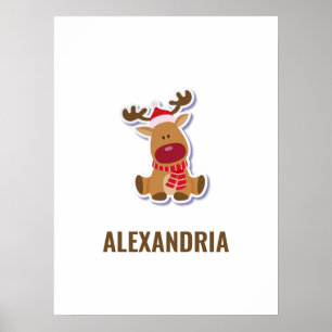Niedlicher Rudolph Rentiere Weihnachtsfest Individ Poster
