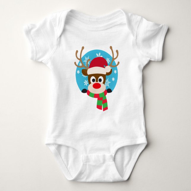 Niedlicher Rudolph The Red Nose Rentier | Baby Bod Strampler (Vorderseite)