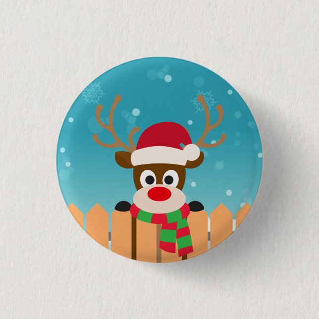 Niedlicher Rudolph The Red Nose Rentier | Schaltfl Button (Vorderseite)