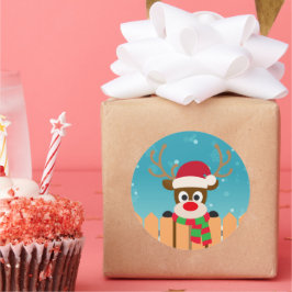 Niedlicher Rudolph The Red Nose Rentier | SIEGEL Runder Aufkleber