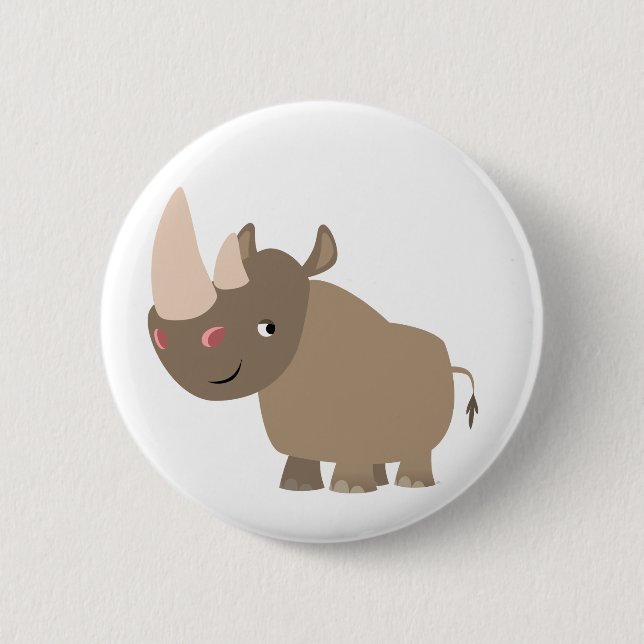 Niedlicher ruhiger Cartoon Rhino Button (Vorderseite)