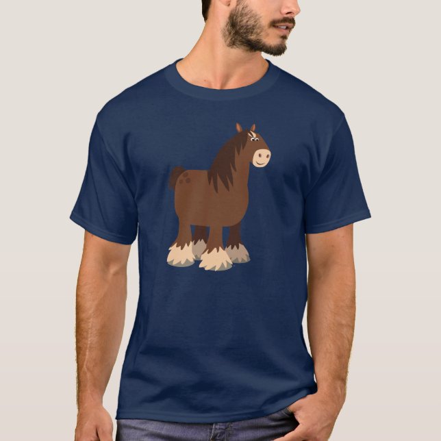 Niedlicher ruhiger Cartoon Shire Horse T - Shirt (Vorderseite)