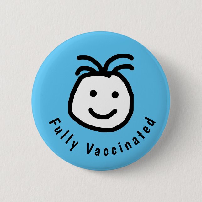 Niedlicher, runder Happy Face Vollgeimpfter Text B Button (Vorderseite)