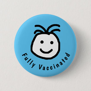 Niedlicher, runder Happy Face Vollgeimpfter Text B Button
