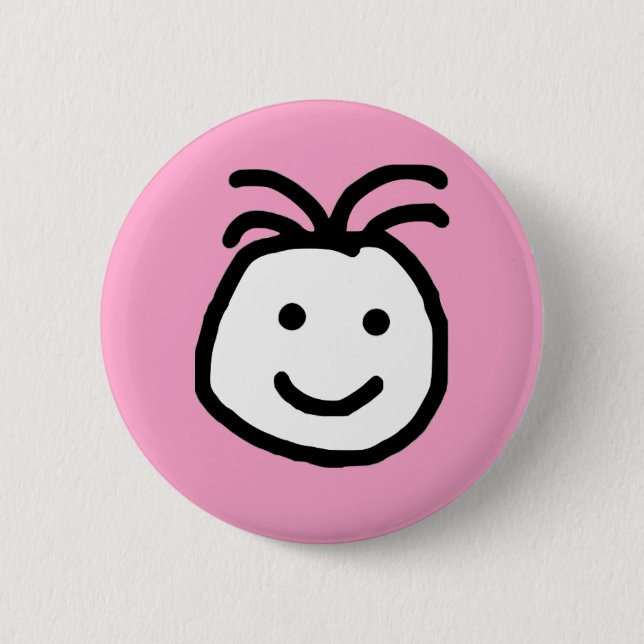 Niedlicher, runder Lächeln Happy Face Pink Button (Vorderseite)