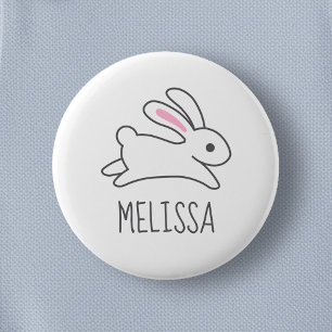 Niedlicher Running Bunny Rabbit Individuelle Name Button