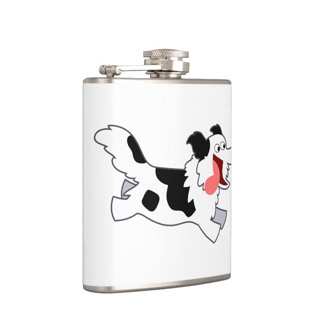 Niedlicher Running Cartoon Border Collie Hip Flask Flachmann (Rechts)