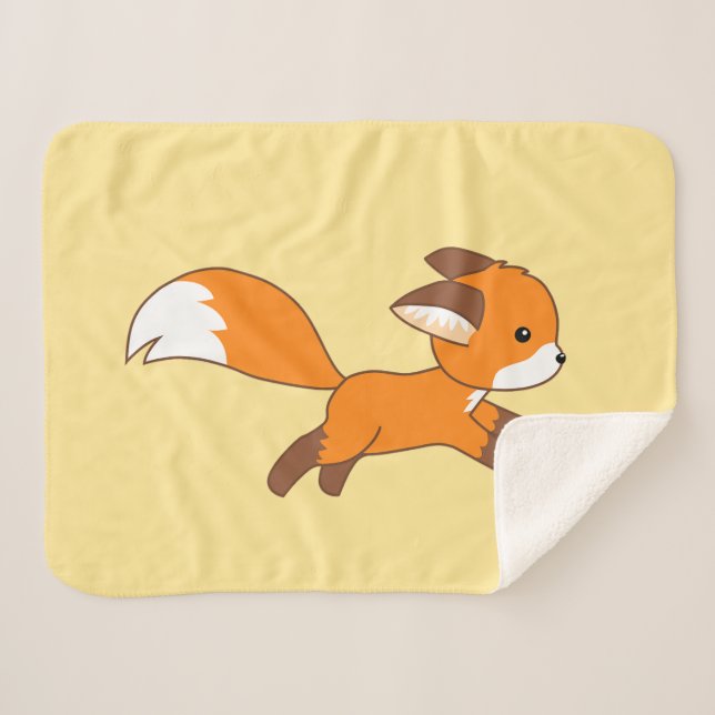 Niedlicher Running Fox auf Gelb Sherpadecke (Vorderseite (Horizontal))