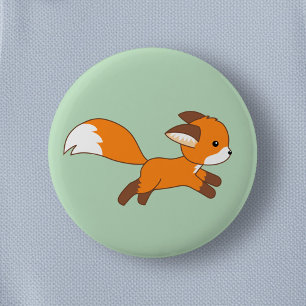 Niedlicher Running Fox auf Green Button