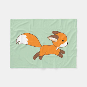 Niedlicher Running Fox auf Green Fleecedecke