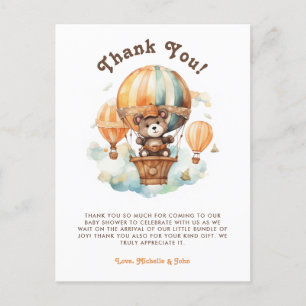 Niedlicher Rustikaler Bär mit Balloons Babydusche Postkarte