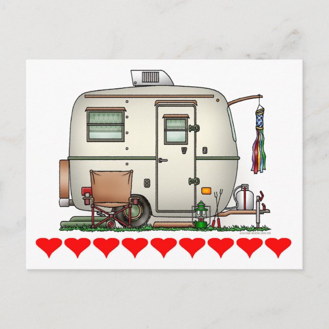 Niedlicher RV Vintag Glass Ei Camper Trailer Postkarte (Vorderseite)
