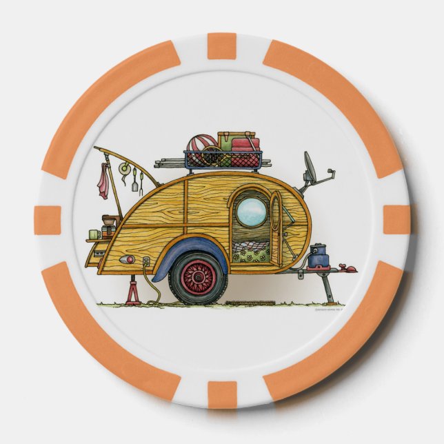Niedlicher RV Vintag Teardrop Camper Trailer Pokerchips (Vorderseite)
