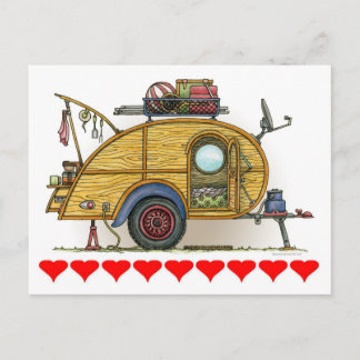 Niedlicher RV Vintag Teardrop Camper Trailer Postkarte