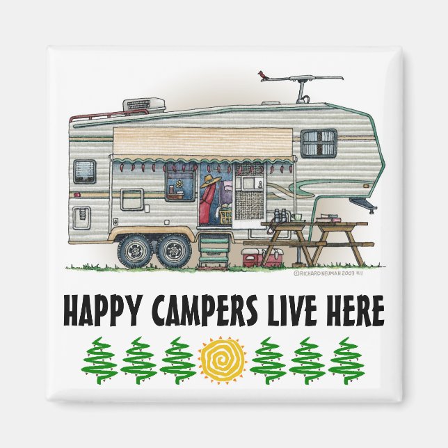 Niedlicher RV Vintager Camper Magnet (Vorne)
