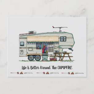 Niedlicher RV Vintager Camper Postkarte