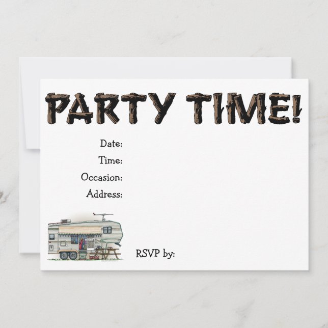 Niedlicher RV-Vintager Fünftrad-Camper Einladung (Vorderseite)