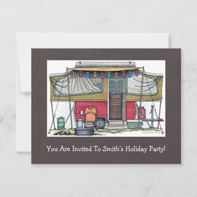 Niedlicher RV Vintager Popup-Trailer Einladung (Vorderseite)