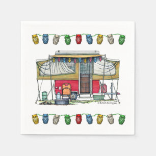 Niedlicher RV Vintager Popup-Trailer Serviette