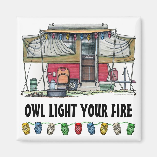 Niedlicher RV-Vintager Popupcamper Trailer Magnet (Vorne)