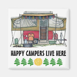 Niedlicher RV-Vintager Popupcamper Trailer Magnet