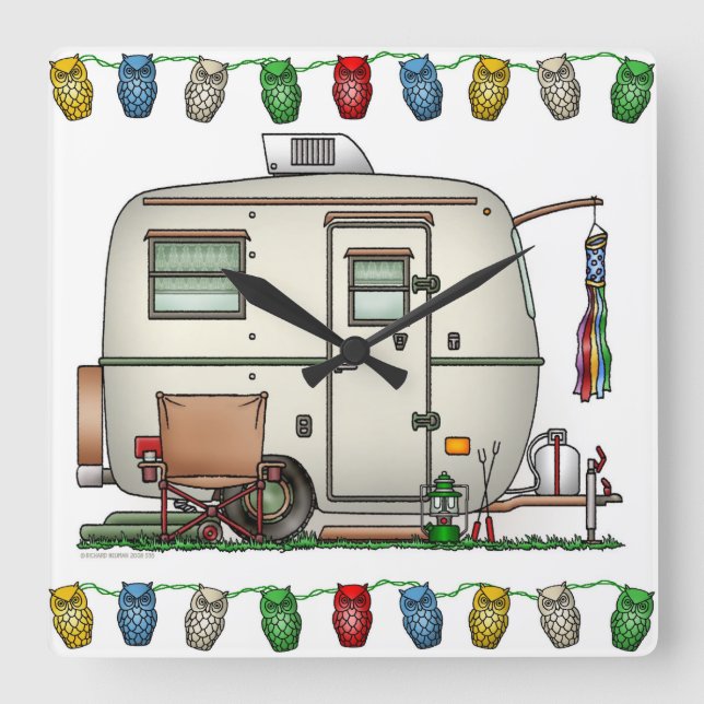 Niedlicher RV-Vintager Quadratische Wanduhr (Vorderseite)