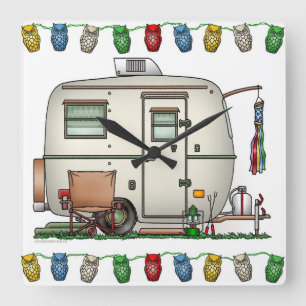 Niedlicher RV-Vintager Quadratische Wanduhr