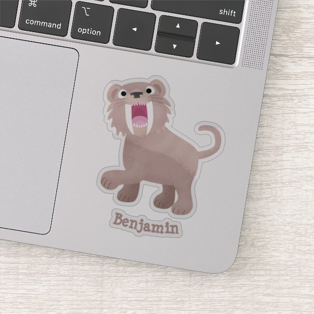 Niedlicher Säbeltoothy Tiger Smilodon Cartoon Aufkleber (Detail)