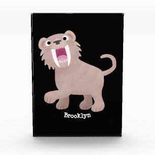 Niedlicher Säbeltoothy Tiger Smilodon Cartoon Fotoblock