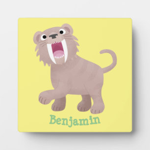 Niedlicher Säbeltoothy Tiger Smilodon Cartoon Fotoplatte