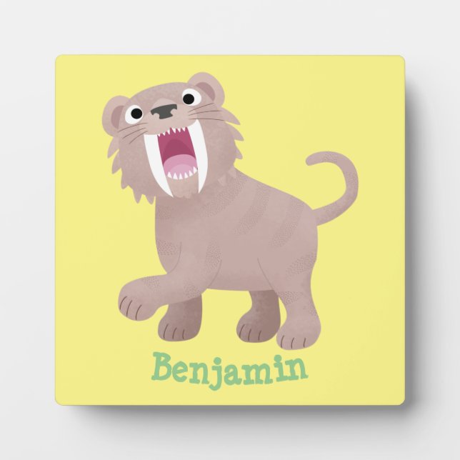 Niedlicher Säbeltoothy Tiger Smilodon Cartoon Fotoplatte (Vorderseite)